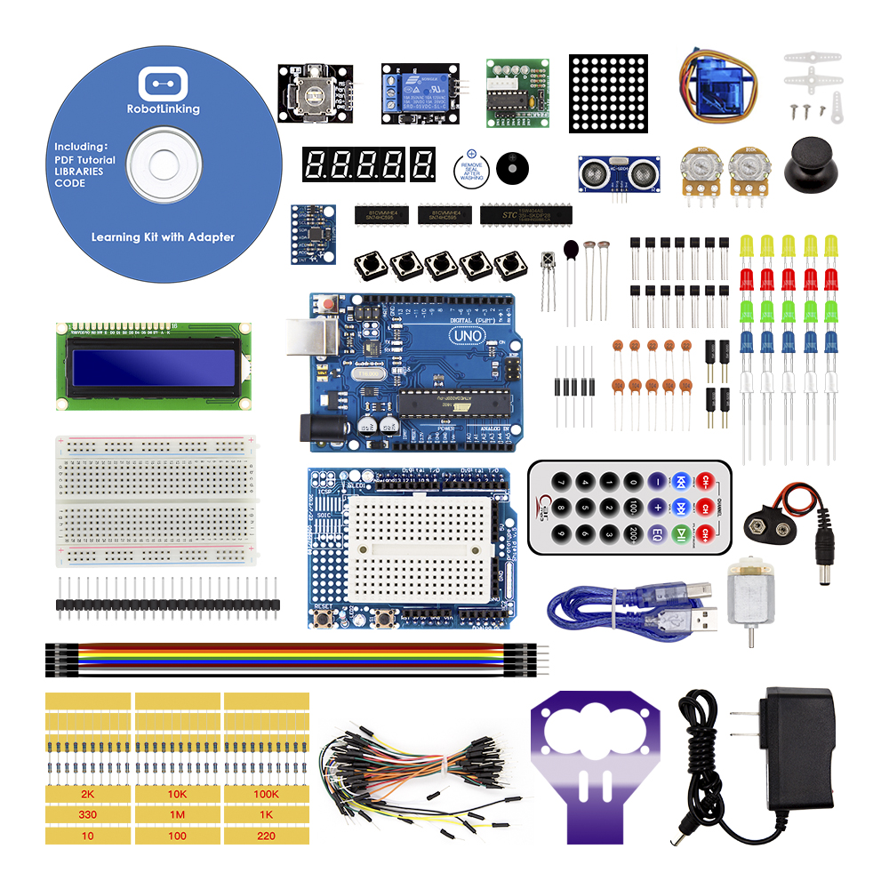 Стартовый набор Arduino UNO R3 DIP Robotlinking с блоком питания под американскую розетку